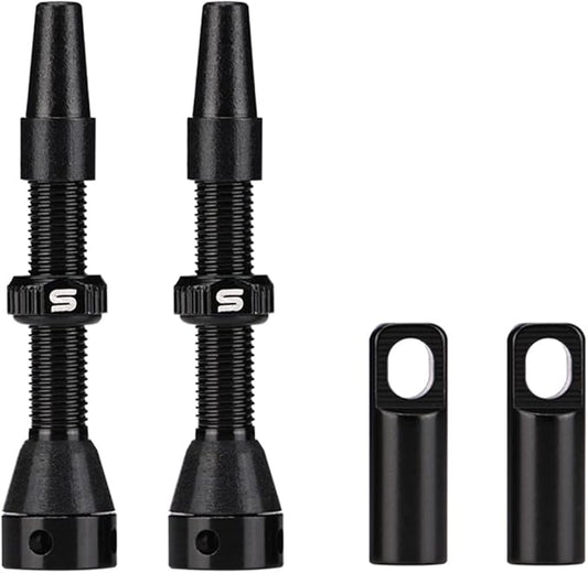 Tubeless Value Stems 40mm 44mm Premium No Leak Tubeless Presta Valve Stems Kits with Integrated Value Core Remover Tool and Valve Stem Caps Fit Most Bicycle Tubeless Rims Pair