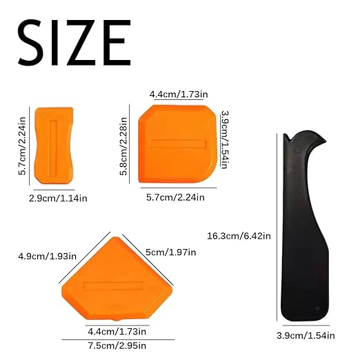 4Pcs Caulking Tool Set Sealant Caulk Finishing Grout Sealing Tools for Kitchen Bathroom Floor Reusable Caulk Remover Tools Sealant Finishing Grout Scraper (Orange)