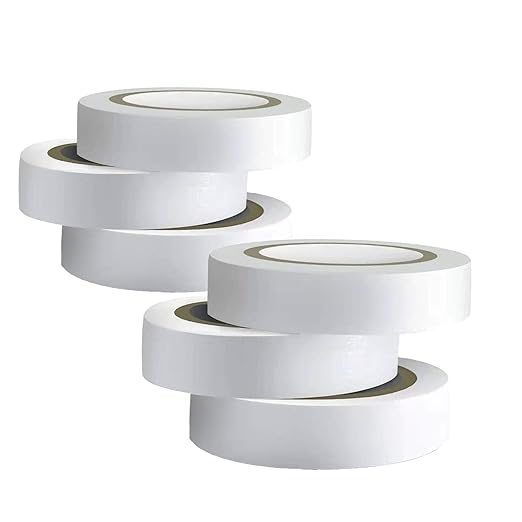 Wapodeai 6PCS White Electrical Tape, Premium White Waterproof Tape, Flame Retardant Indoor Outdoor High Temperature Resistance Electric Tape, 0.62 in X 49 ft