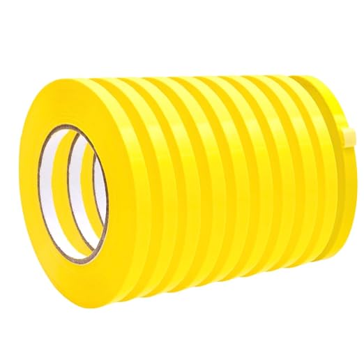 WOD Yellow Produce Poly Bag Sealing Tape, 1/2 inch x 180 yds. (Pack of 10) for Packaging and Sealing of Meat, Gifts, or Ice Bags BSTC24PVC