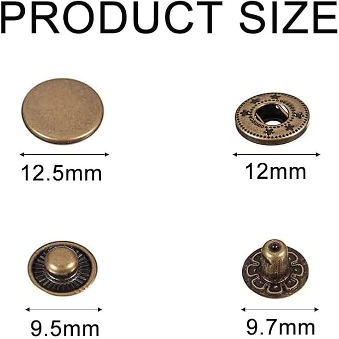BetterJonny 24 Sets Heavy Duty Leather Snap Fasteners Kit, 12.5mm Metal Snap Buttons Press Studs Leather Rivets Snaps with 4 Setter Tools for Clothes Bracelet Jackets Jeans Silver