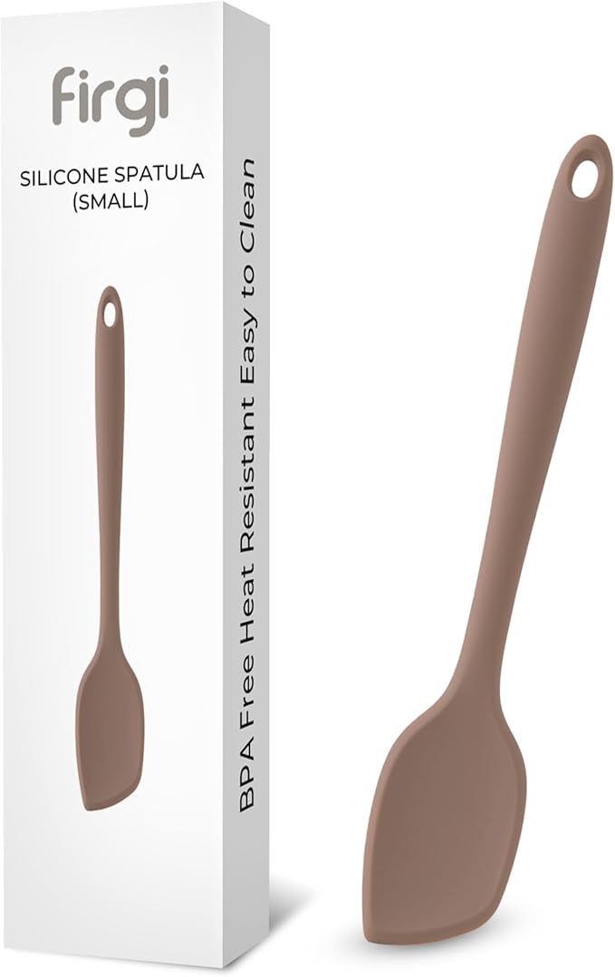 Platinum Silicone Spatula – BPA Free Silicone Spatula for Cooking – Heat Resistant Cooking Utensils for Non Stick Pans – One-Piece Spoonula for Baking, Mixing & More – Kitchen Scraper 9.3” Taupe Brown