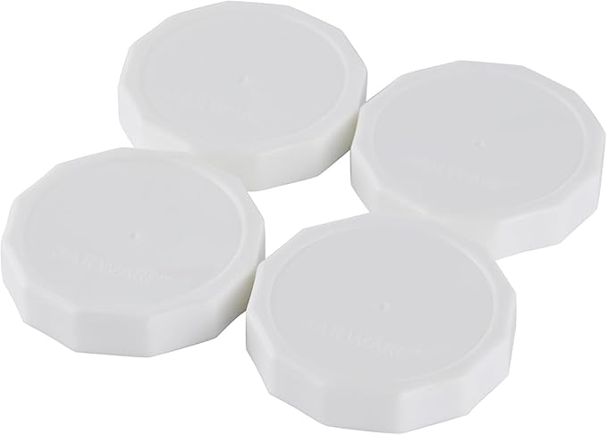 Jarware White Mason Jar Lids, Set of 4 Wide Mouth Plastic Lids for Mason Jars