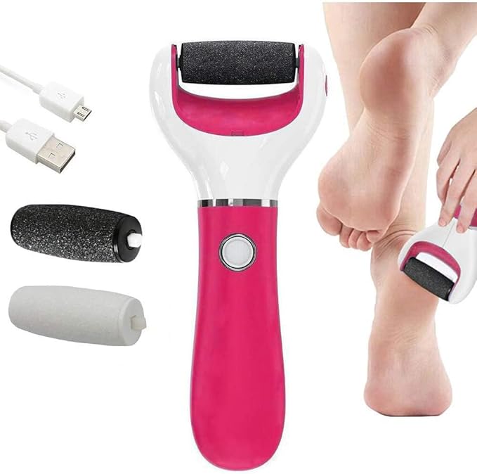 Foot Scrubber Electric Callus Remover Rechargeable Foot File Hard Skin Remover Pedicure Tools Electronic Callus kit for Cracked Heels and Dead Skin with 2 Roller Heads