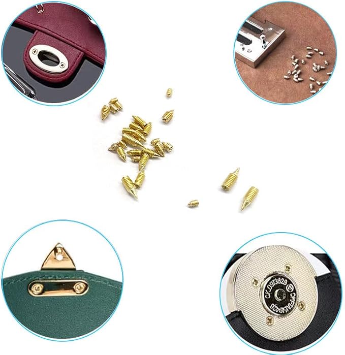 240 pcs Nickel Plated Tip Screws Pointed Cross Slot Leather Accessories 12 Sizes Belt Screws Include M2*3-M2*6, M2.5 * 3-M2.5 * 8, M3*3-M3*8 with 2mm Screwdriver for Belt Buckle Wallet Handbag Gold