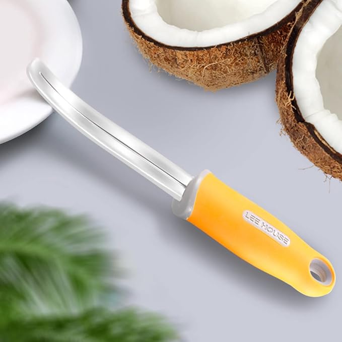 Coconut Meat Remover Knife,Coconut Tool,Coconut Meat Removal Tool Durable Silicone Handle Stainless Steel Coconut Opener Scraper for Kitchen Home
