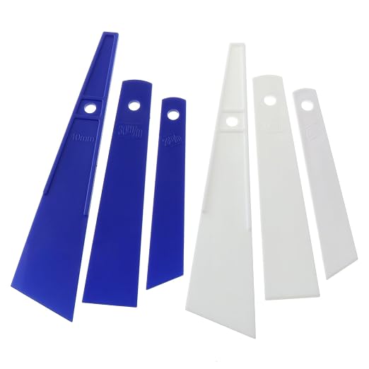 Glue Spreader LUORNG 6IN1 Plastic Glue Smear Sticks Applicator Leather Scraping Spreaders 3 Sizes (20mm, 30mm, 40mm) x 2 Colors (White, Blue)