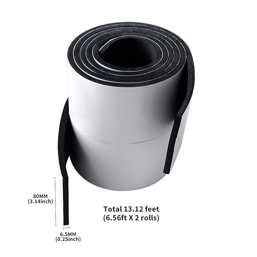 High Density Foam Tape - 3'' X 1/4'' X 6.5Ft(2 Rolls) Weatherproof Adhesive Prevent Condensation Heat Resistant Weather Stripping Easy to Cut & Install & Remove for Car Doors Pipes Windows