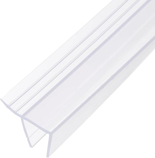 uxcell Shower Door Side Seal, F-Type Shower Door Sweep for 1/2" Glass 130" Long Silicone Frameless Glass Door Seal Strip, Stop Shower Leaks, Clear