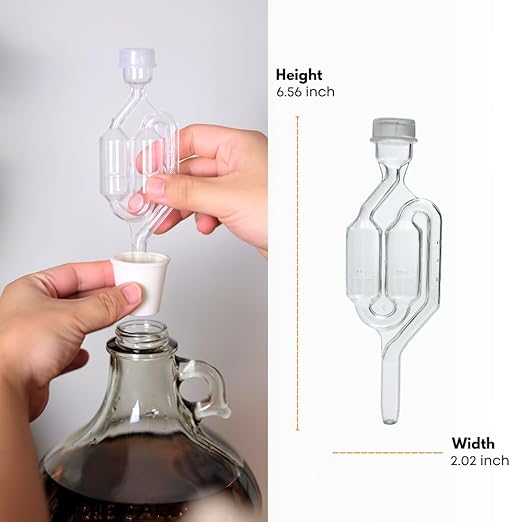 Fastrack Twin Bubble Airlock and Carboy Bung (2-Pack) | Fermentation Airlocks for Homebrewing Beer, Wine, Mead, and Kombucha
