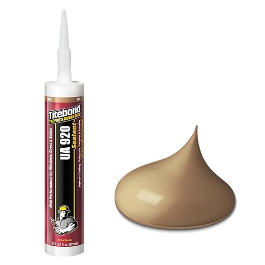 Titebond UA 920 Sealant, Tan – Urethane Acrylic Elastomeric Caulk, Crackproof & Flexible, UV Resistant, Paintable in 1 Hour, Interior & Exterior Use – 10.1 Oz, 87121