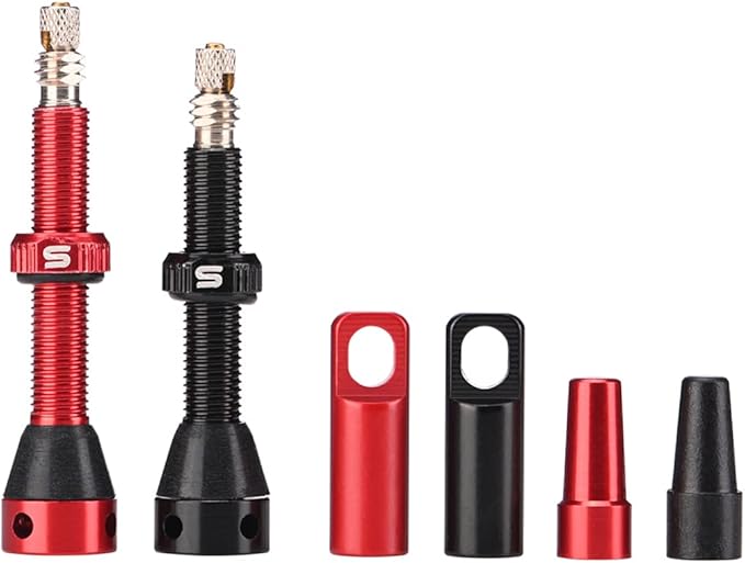 Tubeless Value Stems 40mm 44mm Premium No Leak Tubeless Presta Valve Stems Kits with Integrated Value Core Remover Tool and Valve Stem Caps Fit Most Bicycle Tubeless Rims Pair
