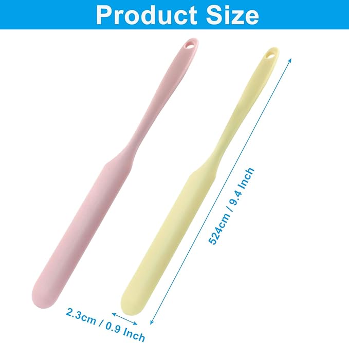 Hitefu 4 Pcs Silicone Jar Spatulas, Non-Stick Scraper Tools for Baking Cake & Spraying Butter Cream (Green, Pink, Purple & Yellow)