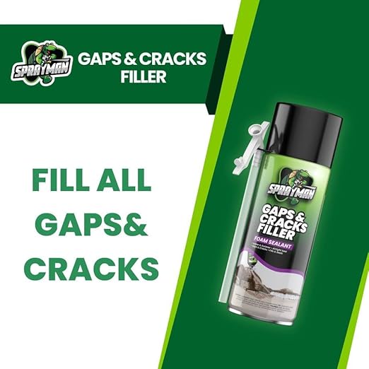 Sprayman Gaps and Cracks Filler Foam - Polyurethane Expanding Foam Sealant for Insulating Doors & Windows, Waterproof & Paintable, Straw Use - 12oz, 12 Pack