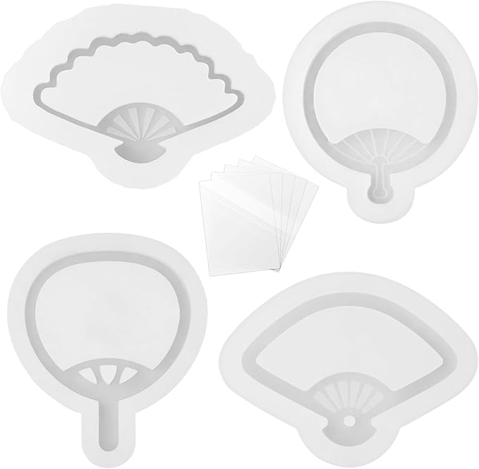 Resin Shaker Molds Hand Fan Set with Films for Kawaii Keychain Charms