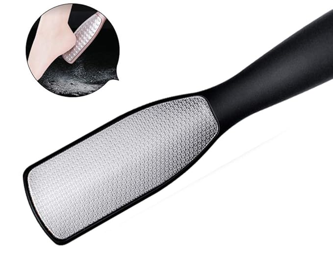 JISTL Foot File Double Side Professional Stainless Steel Foot Scraper Tool, Foot Rasp Eliminate Feet Cracked Dead Thick Dry Hard Skin (Black)