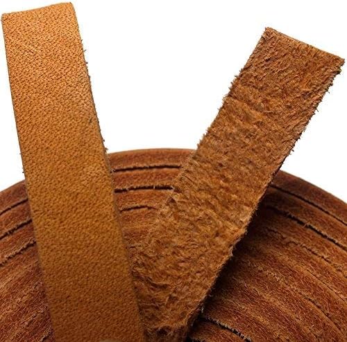 TOFL Genuine Leather Strap, Top Grain Cowhide Craft Strip – Tan | 72" L x 3/8" W x 1/8" Thick | Suede Backing | Leather Craft Supplies | Easy to Cut & Stitch | DIY Projects & Repairs | 7–8 oz