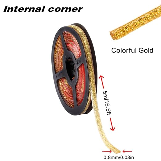 Caulk Tape Waterproof Self Adhesive,Bathroom Accessories Sealant Strip Caulk Strip Caulking Tool,Caulking Sealing Tape for Kitchen Countertop,Toilet,Windows,Decor (Colorful Gold, Internal Corner)