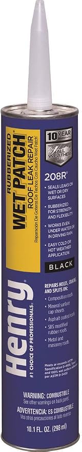 Henry Wet Patch Black Asphalt Roof Cement 11 oz