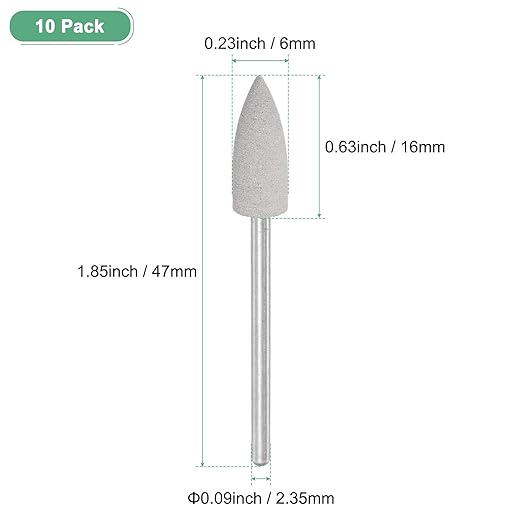 M METERXITY 10-Pack Polishing Bit Buffing Wheel, 0.23 Inch(6mm) Dia Silicone Pointed Polishing Kit Sanding Bits for Jewelry/Bone Products/Jade Carvings, Rotary Tool 150 Grits [Grey]