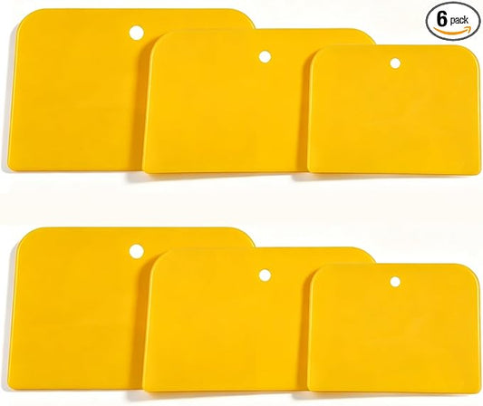 6PCS Flexible Plastic Body Filler Spreaders, Reusable Auto Body Repair Putty Scrapers, 4/5/6 Inch Curved Surface Applicator for Car Body Filler, Putty, Glaze, Caulk and Home Wall Repair