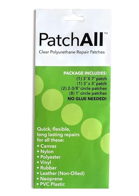 PatchAll Kit Clear Polyurethane Adhesive Vinyl Repair Patch Tape Kit, Waterproof, Airtight Patches for Canvas Tent, Boat Upholstery, Car Seat, Leather Furniture, Hole, Awning, and More, 2 Pack