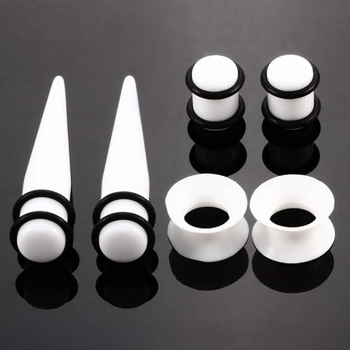 JieyueJewelry 50/54 Pieces Ear Stretching Kit 14G-00G Acrylic Tapers and Plugs + Silicone Tunnels - Ear Gauges Expander Set Body Piercing Jewelry
