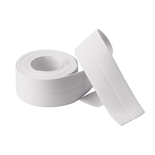White Caulk Tape Waterproof Self Adhesive, Peel & Stick Sealant Strip for Toilet, Bathtub, Shower & Floor Tile