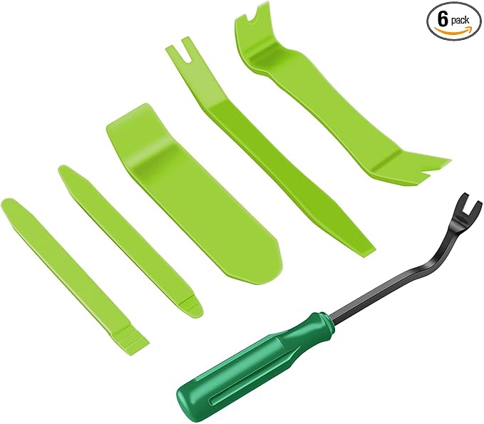 GOOACC 6PCS Auto Trim Removal Tool Kit No-Scratch Tool Kit for Car Audio Dash Panel Window Molding Fastener Remover Tool Kit-Green