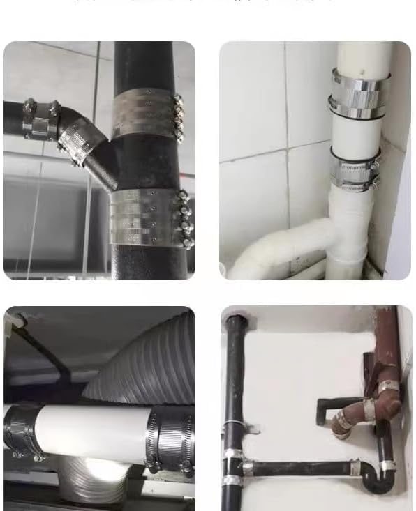 Flexible pipe Coupling with Stainless Steel Clamps.Pipe Connector for PVC and Metal Pipes (6 inch/158mm-162mm)