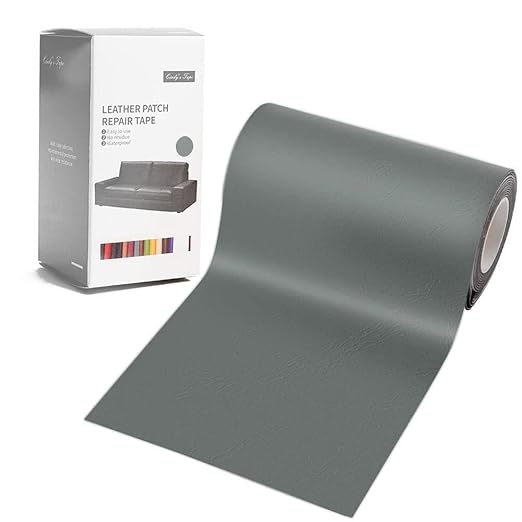 Leather Repair Patch Tape Dark Gray 3 x 60 inch Self Adhesive Leather Repair Tape for Furniture, Car Seats, Couch, Sofa, Office Chair, Vinyl Repair Kit