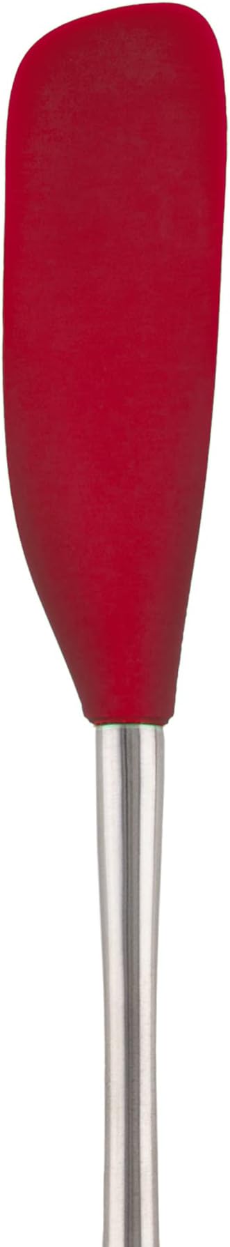 Tovolo Flex-Core Long-Handled Silicone Jar Scraper Spatula, Stainless Steel Handle, Heat-Resistant Silicone Head With Curved Front for Scooping & Scraping, Dishwasher-Safe & BPA-Free, Cayenne