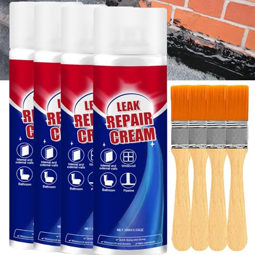 Waterproof Leak Repair Spray,Leak Repair Waterproof Sealant Spray,Patch & Seal Paint Sealant Cream for Roofs Pipes Crack (4PCS)