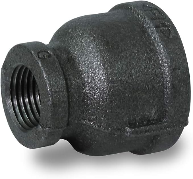 SUPPLY GIANT CNSD0344 1/2 X 3/8 Black Malleable Iron Reducing Coupling, 1/2 in. x 3/8