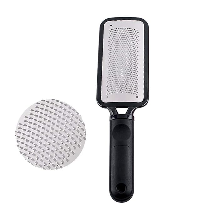 JISTL Foot File Colossal Foot Rasp Stainless Steel Pedicure Metal Surface Foot Care Tool,Foot Rasp Eliminate Feet Cracked Dead Thick Dry Hard Skin (Black&10.6")