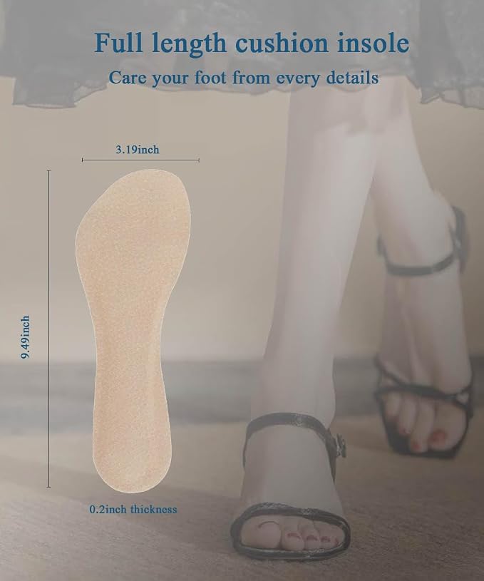 2 Pairs Pigskin High Heel Cushion Inserts, Adhesive Arch Support Shoe Inserts for Dress Shoes, Anti-Slip Sandal Inserts Pain Relief, Leather Cushioning Heel Insoles for Boots, M Women 7.5-9 Beige