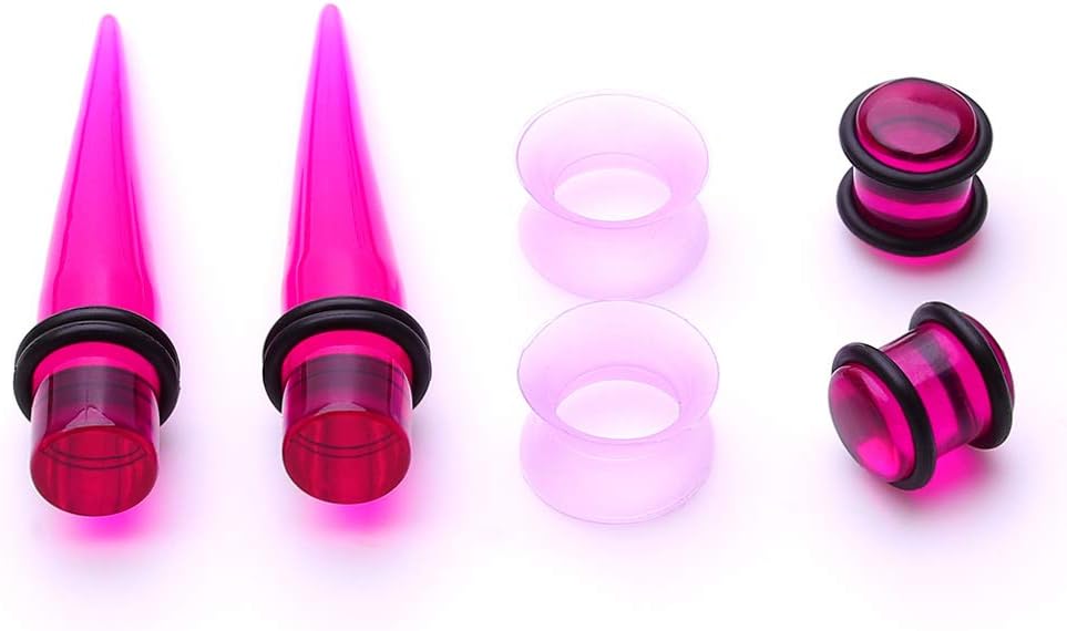 JieyueJewelry 50/54 Pieces Ear Stretching Kit 14G-00G Acrylic Tapers and Plugs + Silicone Tunnels - Ear Gauges Expander Set Body Piercing Jewelry