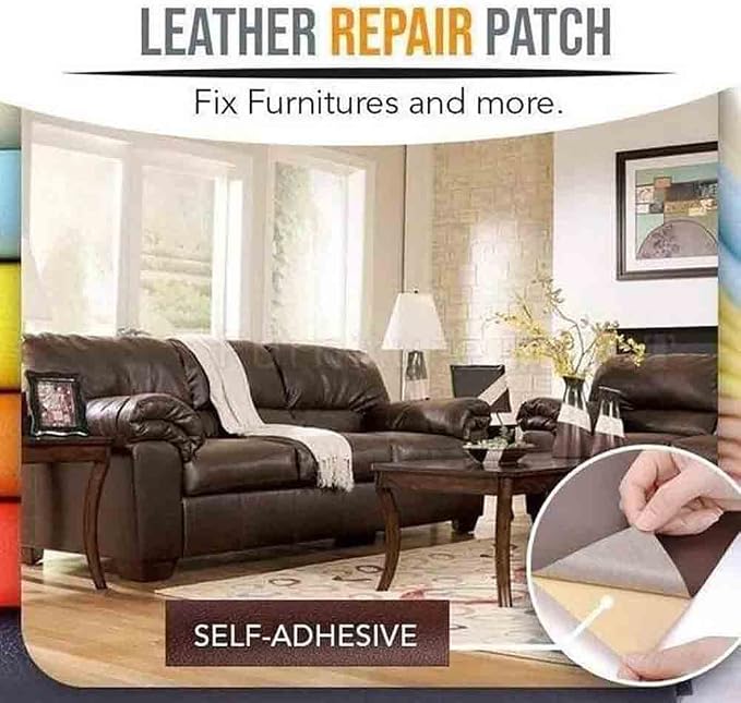 Leather Repair Patch Large Self-Adhesive Leather Repair Tape, Reupholster Leather Patches for Furniture Couch Chairs Car Seat (Black,19x50 inch)