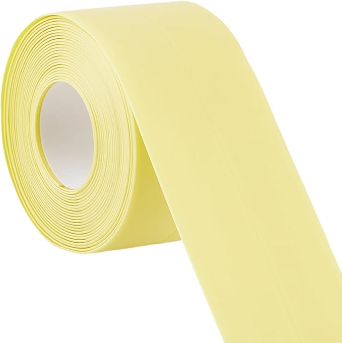 CRASPIRE 10.5 Feet Decorative Sealing Tape Yellow Sealant Tape PVC Waterproof Stain Proof Self Adhesive Bathroom Toilet Surround Corner Protector Caulking Strips for Kitchen Bath Floor Sink Caulk