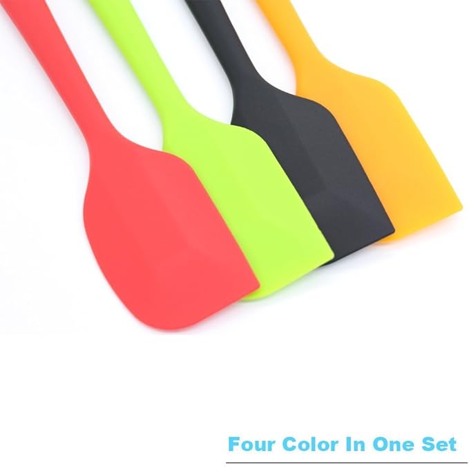 4‑Piece Silicone Spatulas Set Heat Resistant 600°F Seamless Steel‑Core Rubber Spatulas for Nonstick Cookware ALLWIN HOUSEWARE Uniform Length Kitchen Spatulas for Cooking & Baking, Small (4 Color)