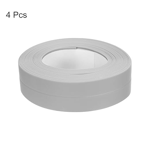 uxcell 4 Rolls Grey Caulk Sealant Strip Waterproof Self Adhesive 0.87" x 10.5Ft Toilet Caulk Tape, Bathtub Caulk Sealing Strip for Kitchen Countertop, Sink, and Floor Edge Protector