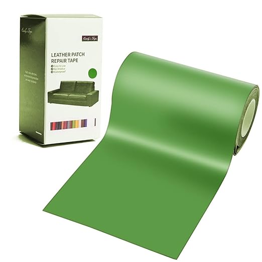 Leather Repair Patch Tape Green 3 x 60 inch Self Adhesive Leather Repair Tape for Furniture, Car Seats, Couch, Sofa, Office Chair, Vinyl Repair Kit