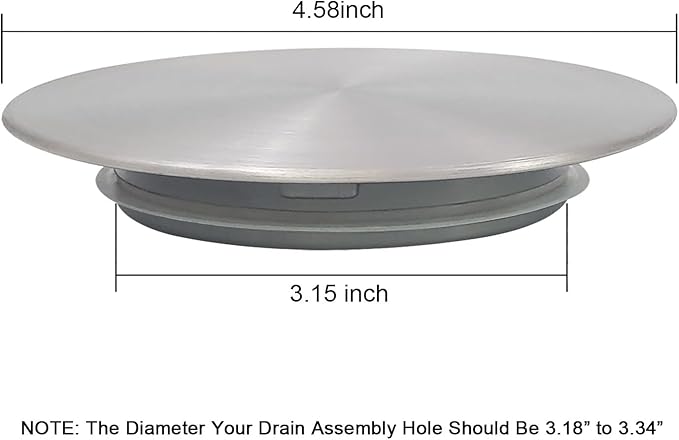 GZILA Kitchen Sink Stopper, Flat Decor Cover 304 Stainless Steel Sink Drain Stopper, Fits 3.5" Standard Strainer Brushed Nickel