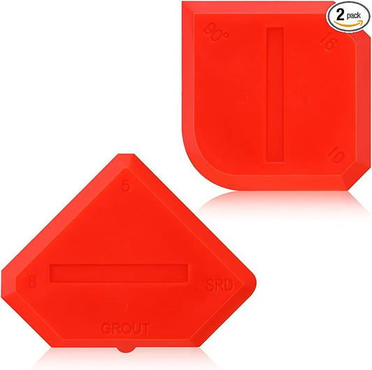 Outus 2 Pieces Caulking Tool Set Silicone Sealant Grout Tool for Kitchen Bathroom Floor Sealant Sealing(Red)