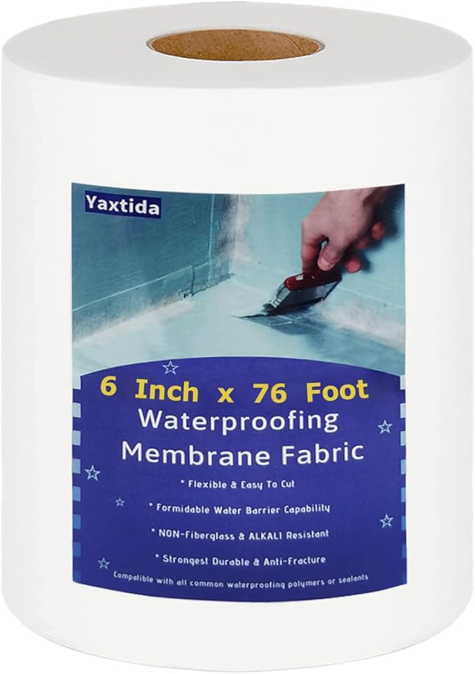 6 Inches x 76 Feet Waterproofing Membrane Anti Fracture Fabric, Reinforcing Water Barrier Drywall Mesh Tape, Liquid Waterproof Membrane Fiberglass Tape for Shower Wall,Seam