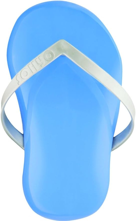 B104 (4.25”) French Made No-Slip Flip Flop Shampoo & Detangler Hair Brush - Best Anti-Static Detangling Brush for Knots & Tangles, Scalp Massage, and Styling (Silver Pacific)