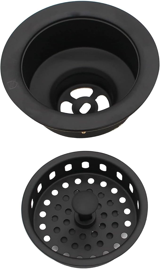 Westbrass D214-62 3-1/2" Post Style Large Kitchen Sink Basket Strainer, Matte Black
