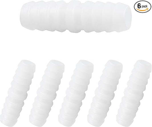 6Pcs 3/8" x 3/8" Plastic Hose Barb Fittings, Barbed Splicer Mender Joint Adapter Union Connectors for Aquarium, Household, Fuel, Gas, Liquid, Air Hose Repair