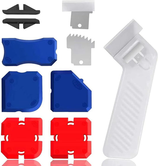 11 Pcs Caulking Tool Kit, Professional Silicone Sealant Finishing Tools Set, Multifunctional Caulk Removal & Grout Filling Tool with Storage Box, Complete Repair Tools for Bathroom Kitchen Window