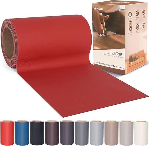 Self Adhesive Leather Repair Patch Tape 4x70 inch, Vinyl Repair Kit, Leather Repair Kit for Couches, Furniture, Car Seat, Boat Seat, Sofa, Vinyl Upholstery, Chair, Interior - Red